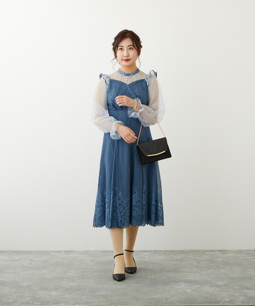 「Dorry Doll」 長袖ワンピース S グレイッシュブルー レディース_画像4