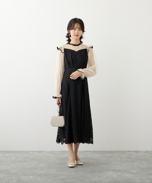 「Dorry Doll」 長袖ワンピース S グレイッシュブルー レディース_画像6