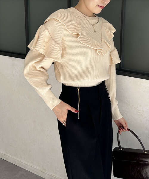 「Thevon」 長袖ニット FREE アイボリー レディース_画像5