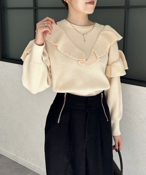 「Thevon」 長袖ニット FREE アイボリー レディース_画像6