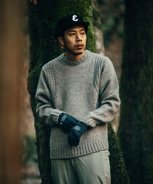 「EKAL」 長袖ニット MEDIUM チャコールグレー メンズ_画像3