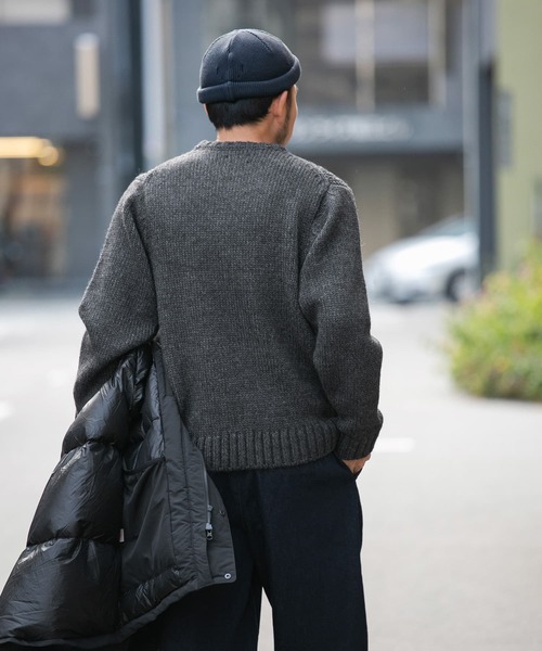 「EKAL」 長袖ニット MEDIUM チャコールグレー メンズ_画像8