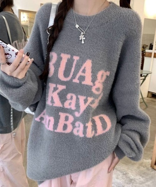 「LADY LIKE」 長袖ニット M グレー レディース_画像3