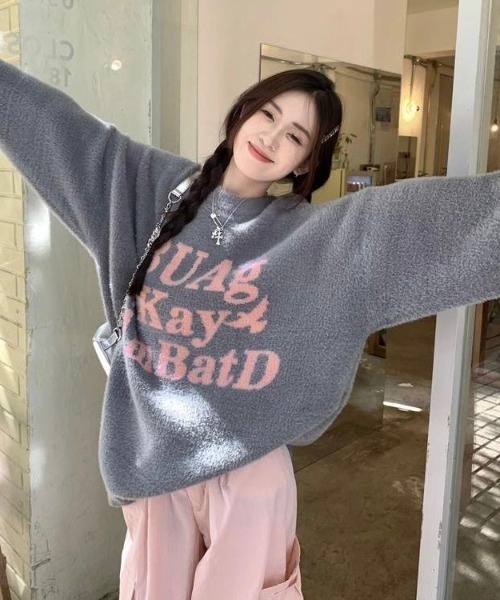 「LADY LIKE」 長袖ニット M グレー レディース_画像4