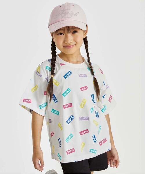 キッズ服 Tシャツとショートパンツセット X-girl Stages（エックスガールステージス） セットアップ BOXロゴ総柄