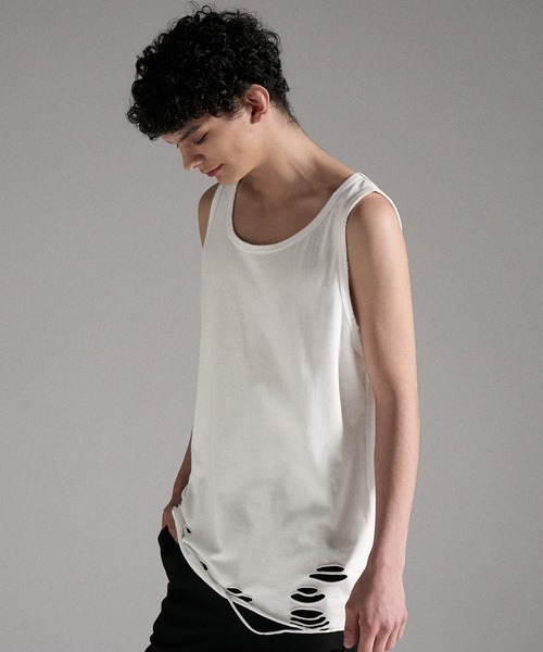 GRANCY タンクトップ 「GRANCY」Damage design Cotton Sleeveless Tee