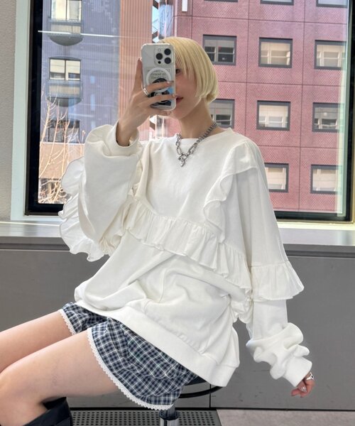 「w closet」 スウェットカットソー FREE ブラック レディース_画像2
