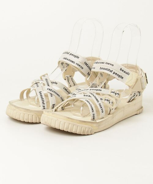 「beautiful people」 フラットサンダル「SHAKAコラボ」 24cm ホワイト レディース | beautiful people