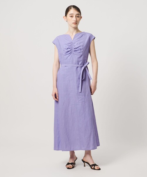 ユナイテッドアローズ　リネン シャーリング スキッパー ワンピース UNITED ARROWS（ユナイテッドアローズ） ワンピース リネン