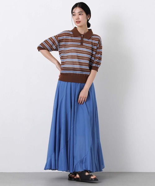 専用　アニオナ　AGNONA ブルー　スカート anana（アナナ） ロング スカート 綿ボイルエスカルゴフレアスカート