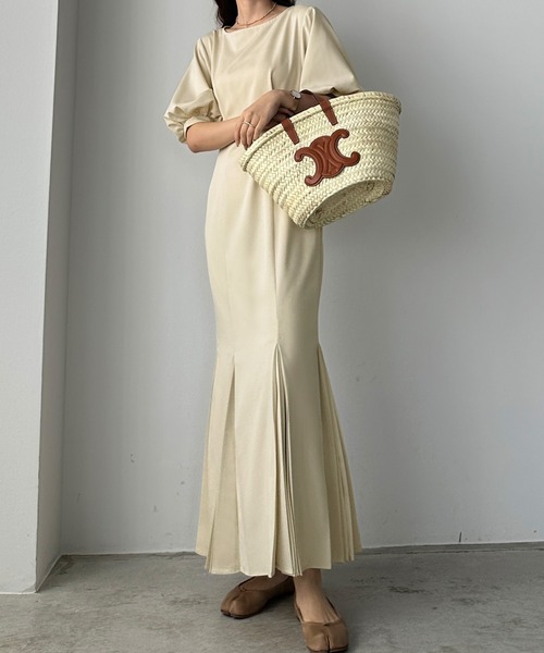 「Louere」 半袖ワンピース MEDIUM アイボリー レディース_画像2