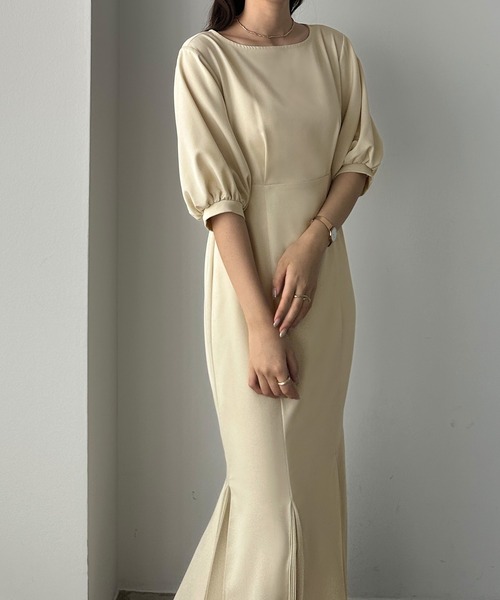 「Louere」 半袖ワンピース MEDIUM アイボリー レディース_画像5