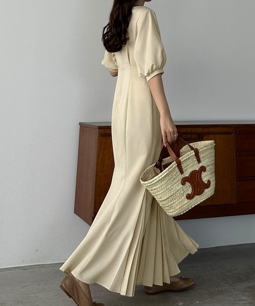 「Louere」 半袖ワンピース MEDIUM アイボリー レディース_画像6
