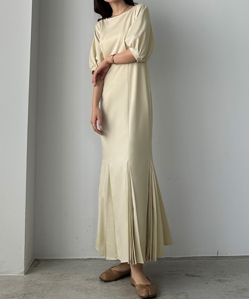 「Louere」 半袖ワンピース MEDIUM アイボリー レディース_画像7