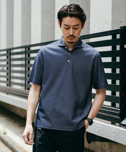 「EDIFICE」 半袖ポロシャツ MEDIUM グレー メンズ_画像4