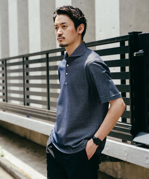 「EDIFICE」 半袖ポロシャツ MEDIUM グレー メンズ_画像5
