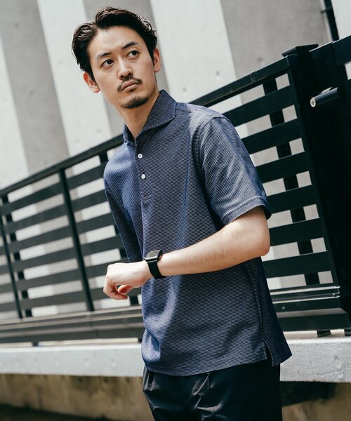 「EDIFICE」 半袖ポロシャツ MEDIUM グレー メンズ_画像7