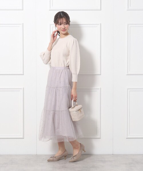 「couture brooch」 フレアスカート 38 ベージュ レディース_画像4