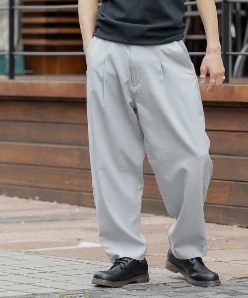 Beno（ビーノ） ワイドパンツ スラックス ポリトロ タックワイド