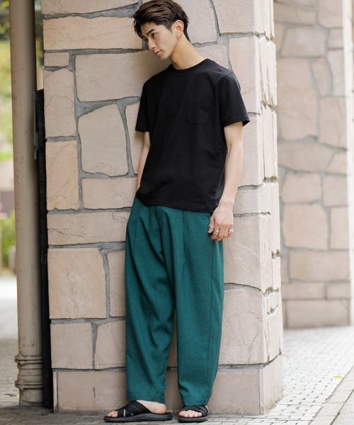 Beno（ビーノ） ワイドパンツ スラックス ポリトロ タックワイド