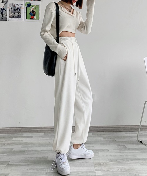 DIVA CLOSETロゴ 縦プリント スウェットパンツ(裏起毛) DAY CLOSET スウェットパンツ ジャージ レディース 裏起毛