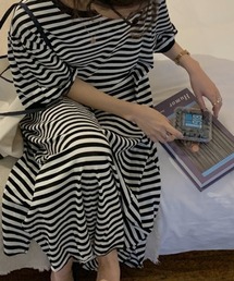deux amour tシャツ 半袖 ボーダーマキシワンピース レディース