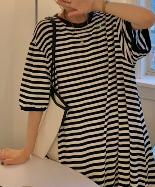 deux amour tシャツ 半袖 ボーダーマキシワンピース レディース