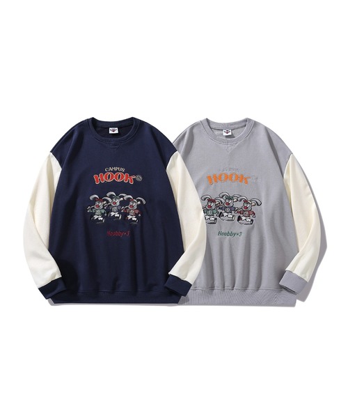 フク＆カメ⭐キンタロウ オシャレウォーカー マルチボーダートレーナー