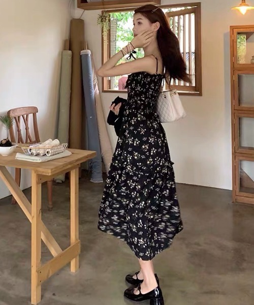 楽天市場】ワンピース 花柄 スタンドカラー リボン シフォン