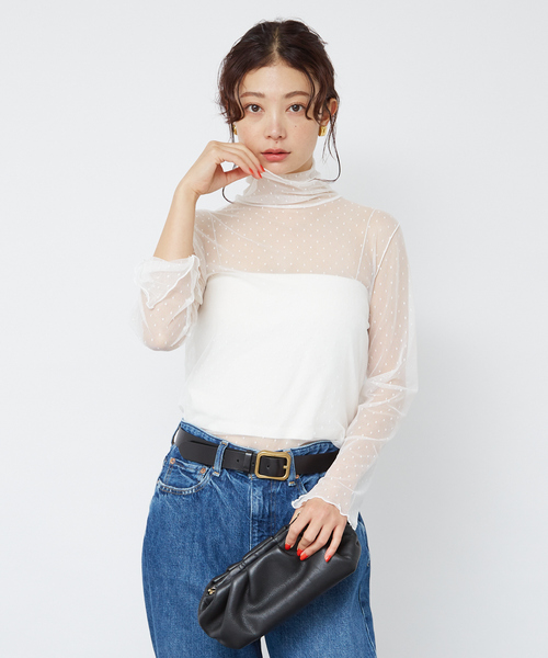 RougevifAnna／ドットチュールシアーTシャツ ルージュ ヴィフ ラクレ Rouge vif la cle ドットチュールシアーT