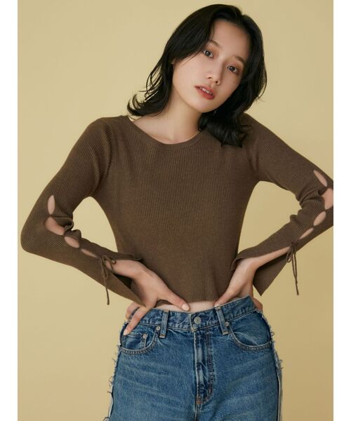 Ungrid ニット 「WEB限定」スリーブデザインリボンニット レディース  