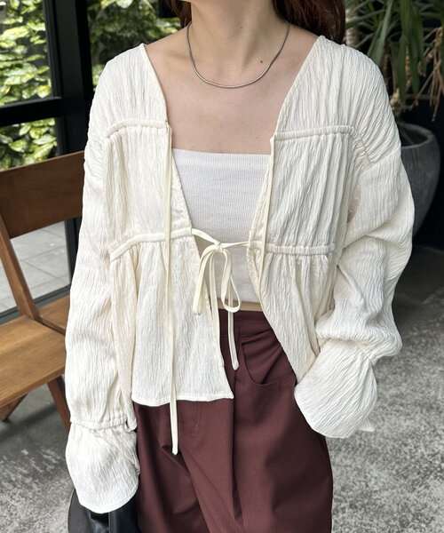 ブラウス シャツ ドロストブラウス レディース JEANASIS ブラウス シャツ パッチワークレースドロストブラウス