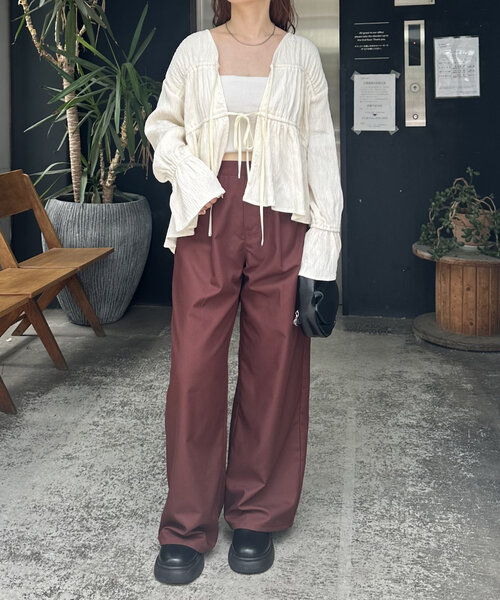 ブラウス シャツ ドロストブラウス レディース JEANASIS ブラウス シャツ パッチワークレースドロストブラウス