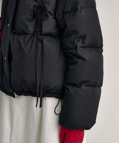ダウンコート ダウンジャケット リボンデザイン ショートダウン