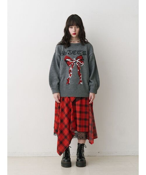 【美品】jouetie アシメヘムティアードスカート 赤 チェック jouetie スカート アシメヘムレースチェックスカート : ZOZOTOWN