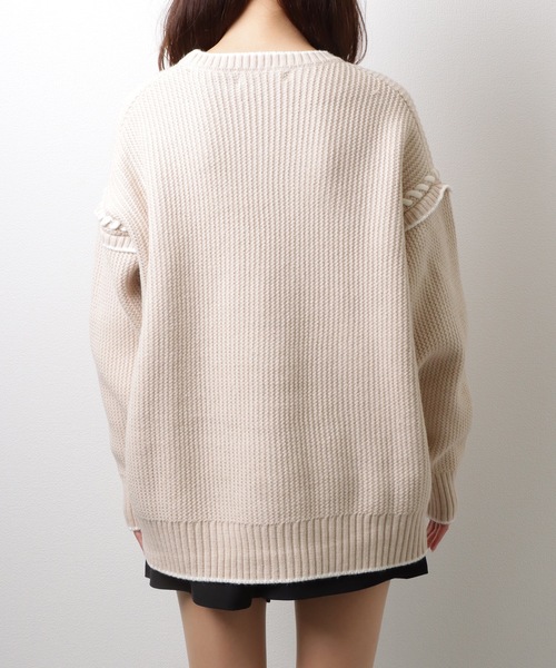 人気色✨美品♡レース接ぎニットプルオーバー WEB限定】〈手洗い可能〉ショルダー レース コンビ ニット プル