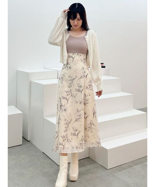 DEUXIEME CLASSE - 美品✨エーピーストゥディオ リブニットロングカーディガン シルク混 カーキ カーディガン レディース ロング ニットカーディガン アウター