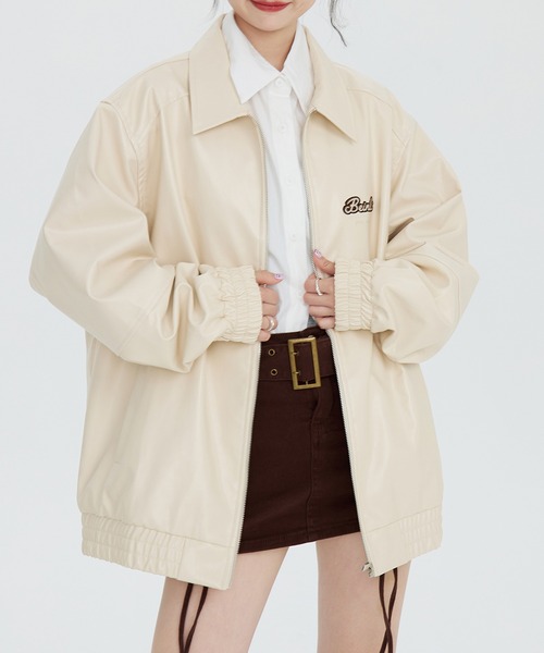 ブルゾン アウター 「HOOK」for girls オーバーサイズPUレザー 