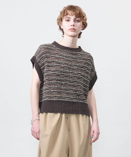 ニット セーター 「ASTRAET」ボーダー ノースリーブ クルーネックニット レディース
