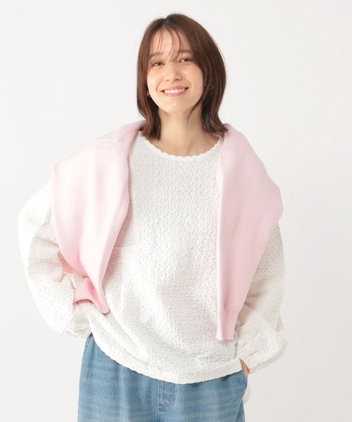 ぽこぽこブラウス エンボス加工 ブラウス 切り替え レディース トップス オフィ studio CLIP（スタディオクリップ） tシャツ ブラウス見えぽこぽこプル