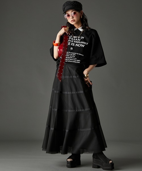 GEVS. tシャツ 綿100％衿付ロゴプリントTシャツ「大きいサイズ有