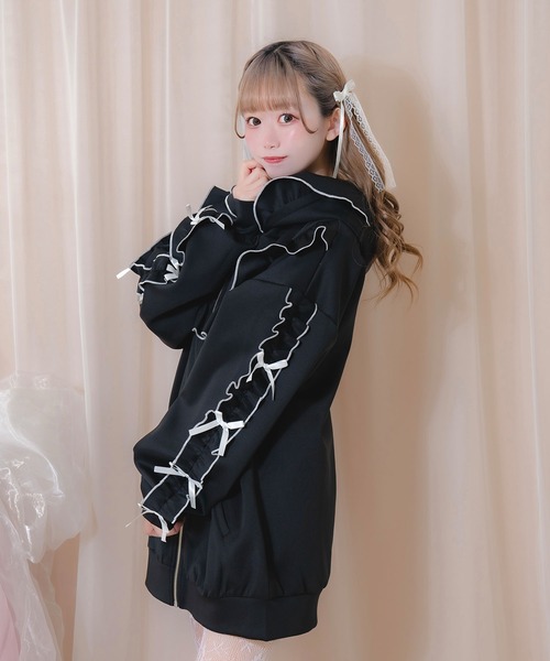 Honey Cinnamon（ハニーシナモン） ジャージ 袖リボン配色フリル