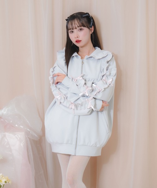 Honey Cinnamon（ハニーシナモン） ジャージ 袖リボン配色フリル  