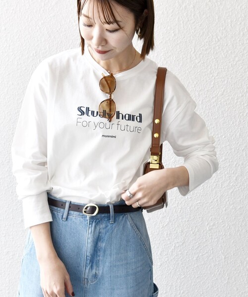 monmimi tシャツ 「SHIPS any別注」MONMIMI:「洗濯機可能」ロゴ