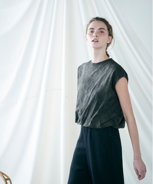 タンクトップ ノースリーブ organic cotton jersey asymmetry tee レディース