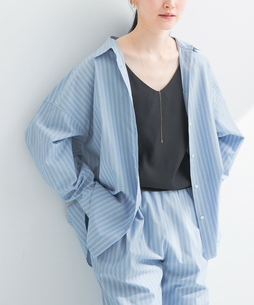 ブラウス シャツ new basic　インドスビンコットンストライプシャツ レディース