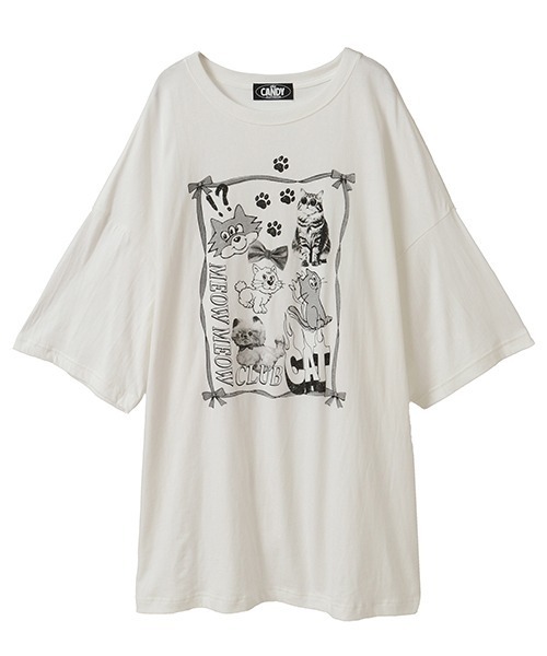 Candy Stripper tシャツ MEOW CLUB BIG Tシャツ レディース