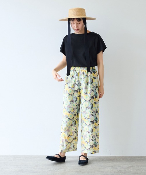 パンツ HANA yuni パンツ 水彩ハナプリントパンツ レディース : ZOZOTOWN