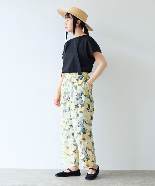 yuni 花柄カジュアルパンツ yuni パンツ 水彩ハナプリントパンツ レディース : ZOZOTOWN