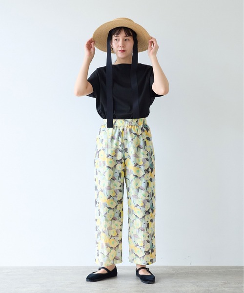 yuni パンツ 水彩ハナプリントパンツ レディース : ZOZOTOWN